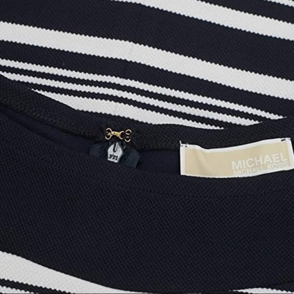 Michael Kors STRIPED OFF-THE-SHOULDER SHEATH DRESS - Picture 6 of 15